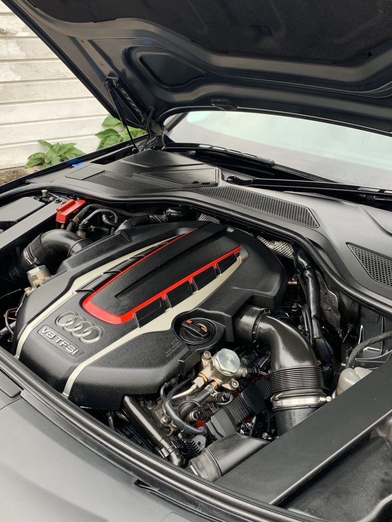 Fleshly steam cleaned Audi engine bay by Vapour Pro Detailing