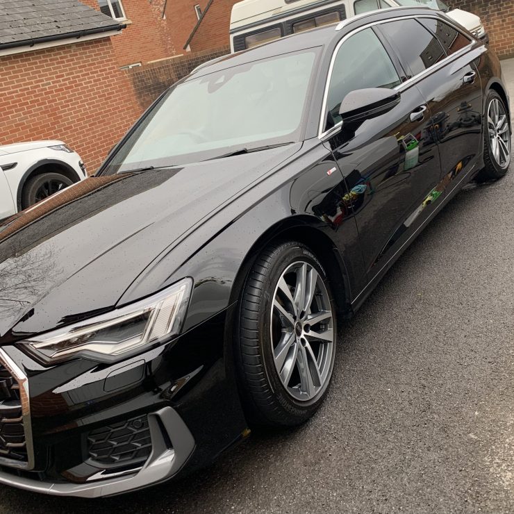 Black Audi after professional car detailing in Bristol